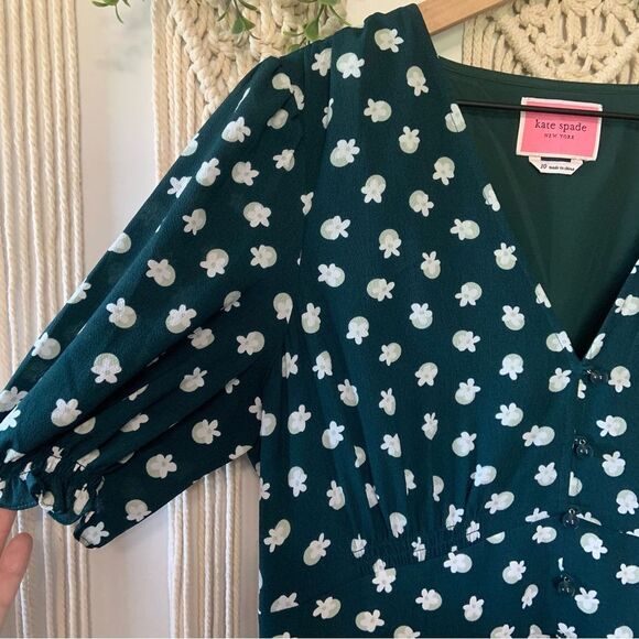 KATE SPADE Floral Dot Dress Green Size 10 - Picture 7 of 14